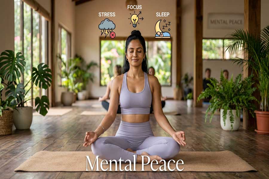 peaceful home workout scene