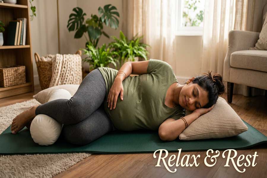 prenatal yoga at home for Relax and rest