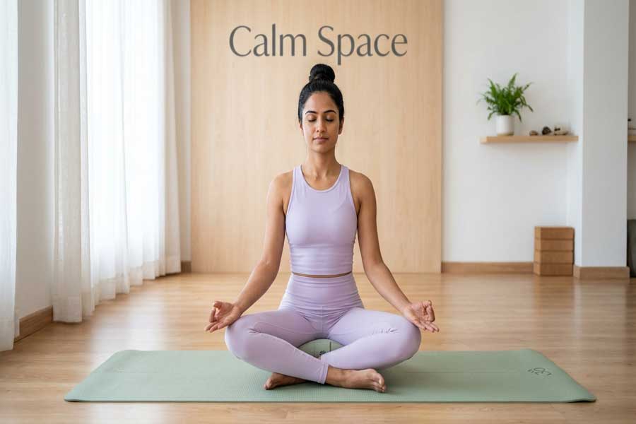 calm yoga practice environment